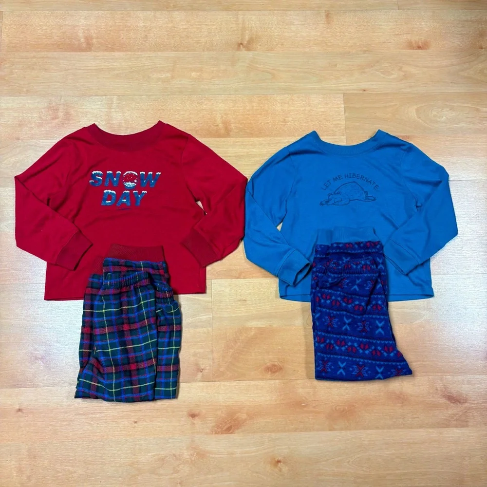 LL Bean 4-Piece Warm Long Sleeve Vintage Style Pajama Sets Bundle Size 4T